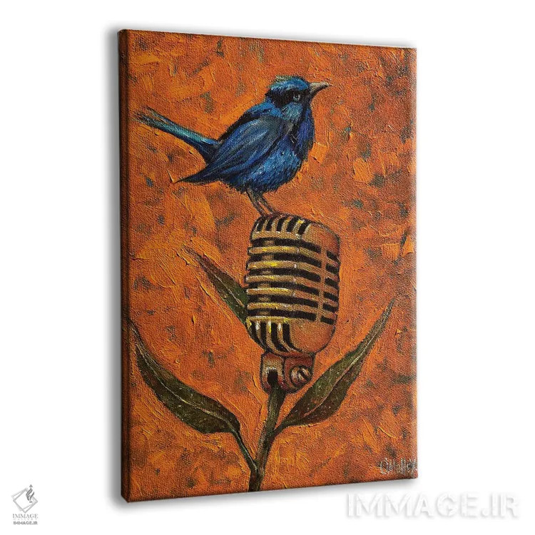 تابلو دکوراتیو "گنجشک آبی" اثر لیت او'مالی - نمای پرسپکتیو محصول