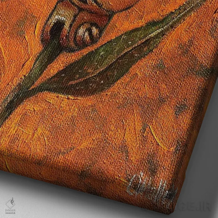 تابلو دکوراتیو "گنجشک آبی" اثر لیت او'مالی - نمای نزدیک بافت بوم