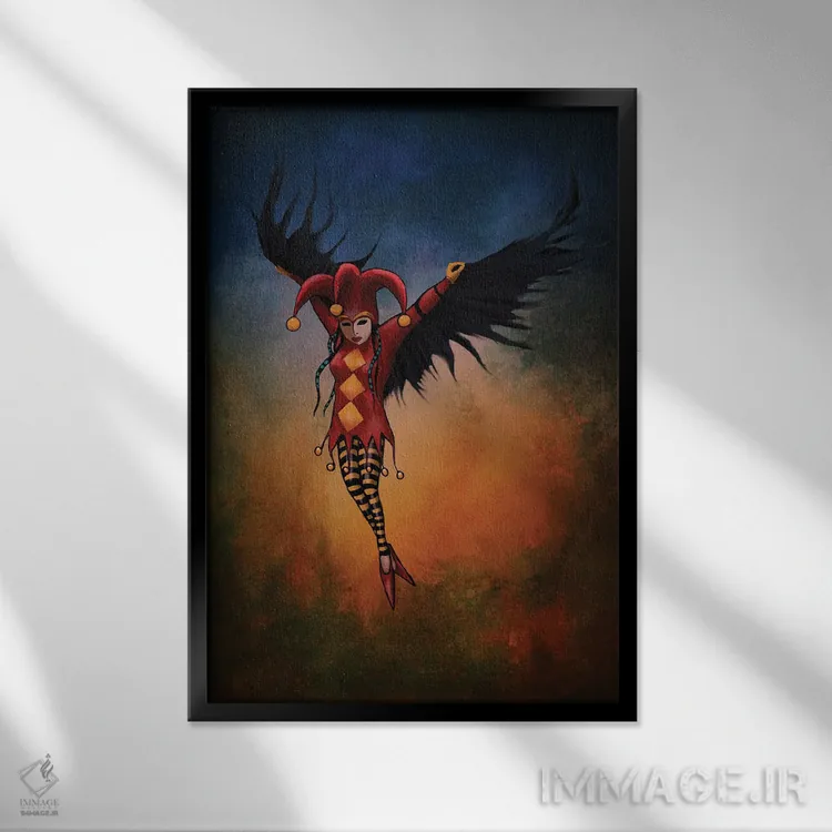 تابلو دکوراتیو "دلقک" اثر لیت او'مالی - نمای قابدار مشکی