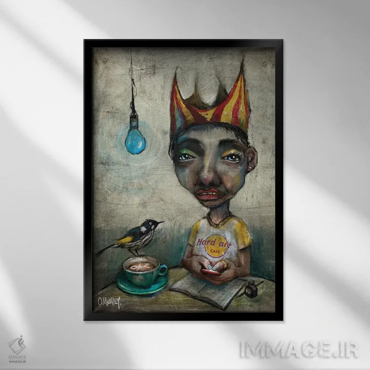 تابلو دکوراتیو "کافه هنر سخت" اثر لیت او'مالی - نمای قابدار مشکی