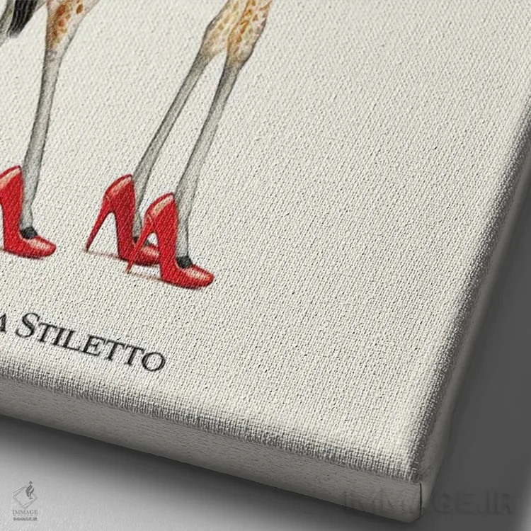 تابلو دکوراتیو "زرافه استیلتو" اثر یوناس لوس - نمای نزدیک بافت بوم