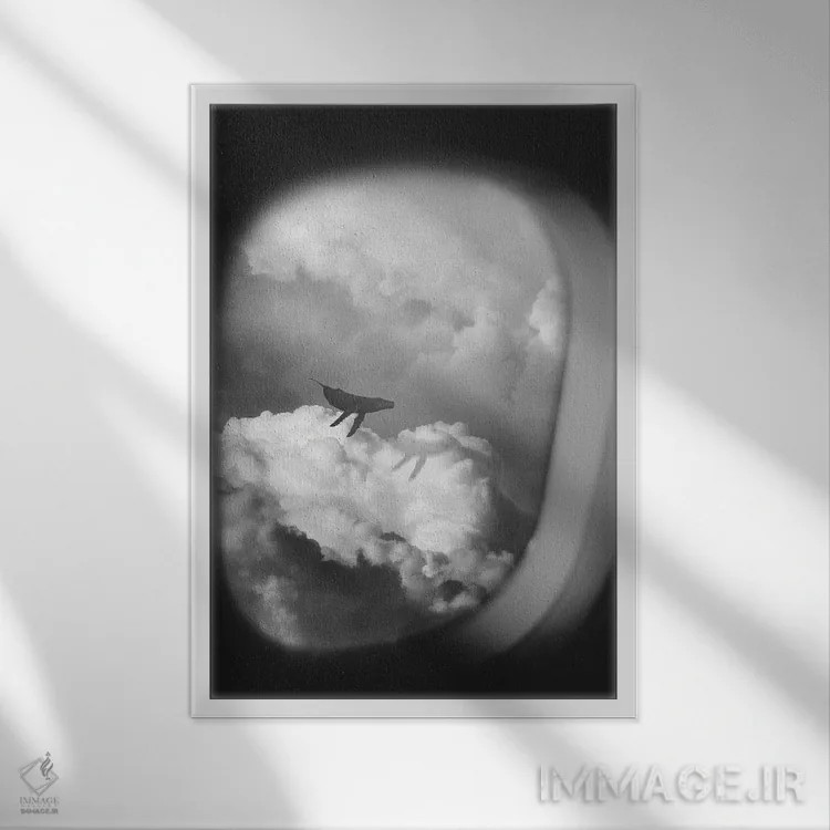 تابلو دکوراتیو "فراتر از ابرها" اثر یوناس لوس - نمای قابدار سفید