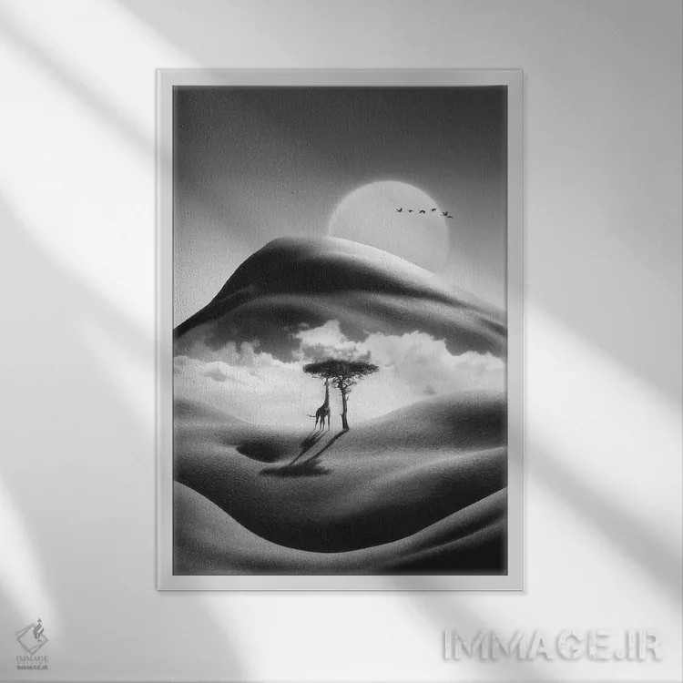 تابلو دکوراتیو "کلیمانجارو" اثر یوناس لوس - نمای قابدار سفید