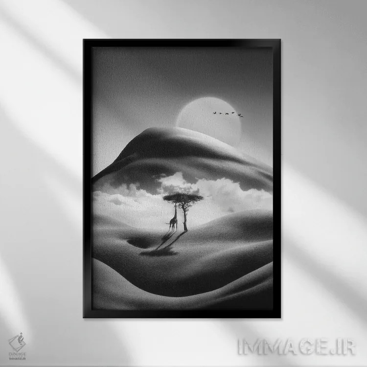 تابلو دکوراتیو "کلیمانجارو" اثر یوناس لوس - نمای قابدار مشکی