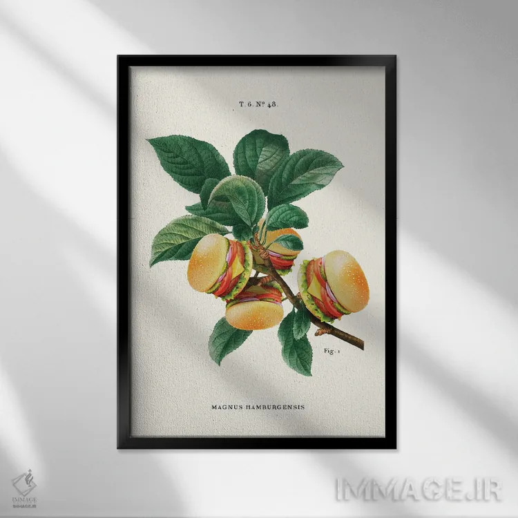 تابلو دکوراتیو "کارخانه برگر" اثر یوناس لوس - نمای قابدار مشکی