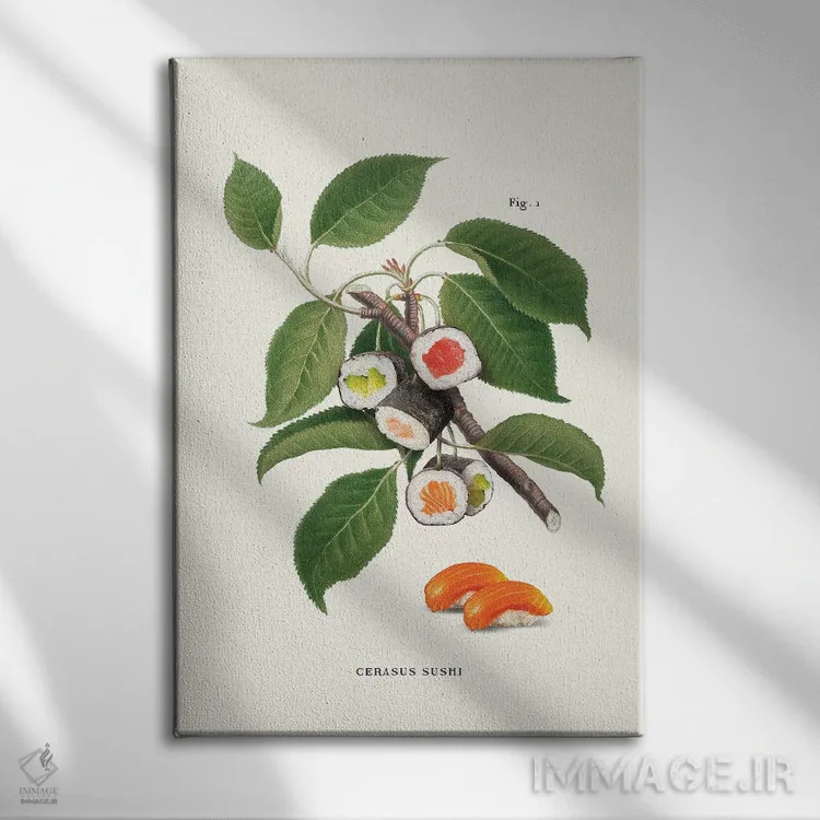 تابلو دکوراتیو "کارخانه سوشی" اثر یوناس لوس - نمای روبهرو روی دیوار