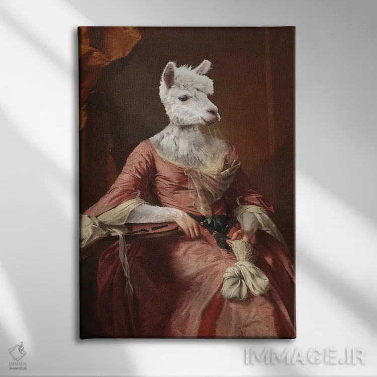 تابلو دکوراتیو "خانم آلپاکا" اثر یوناس لوس - نمای روبهرو روی دیوار