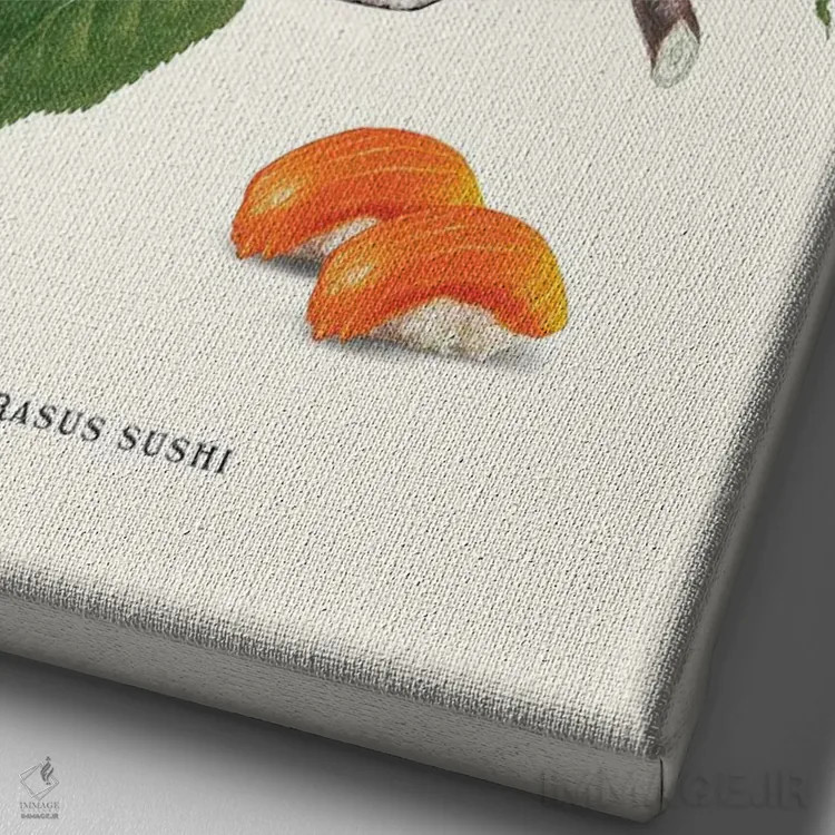 تابلو دکوراتیو "کارخانه سوشی" اثر یوناس لوس - نمای نزدیک بافت بوم