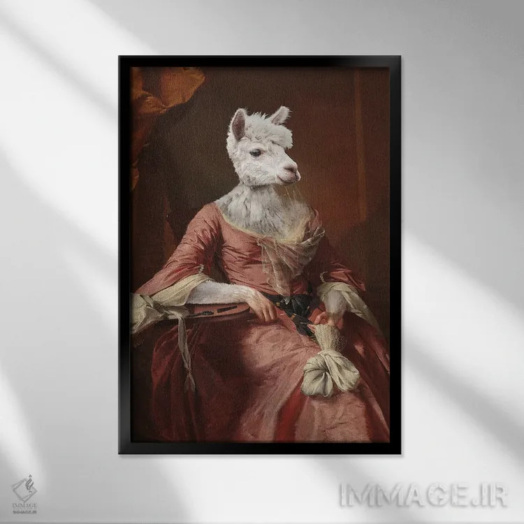 تابلو دکوراتیو "خانم آلپاکا" اثر یوناس لوس - نمای قابدار مشکی