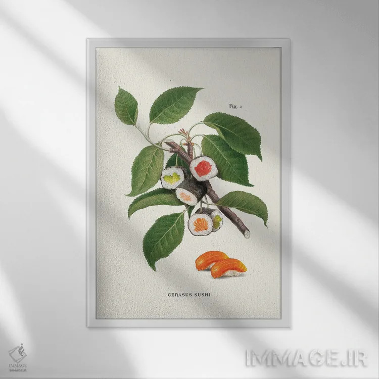 تابلو دکوراتیو "کارخانه سوشی" اثر یوناس لوس - نمای قابدار سفید