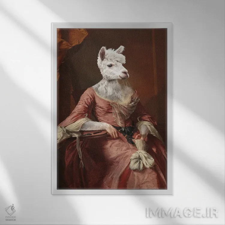 تابلو دکوراتیو "خانم آلپاکا" اثر یوناس لوس - نمای قابدار سفید