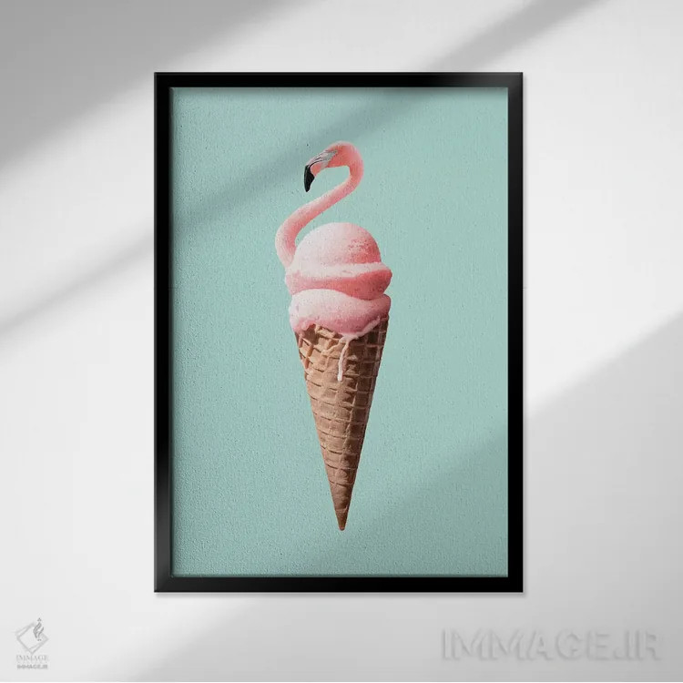 تابلو دکوراتیو "مخروط فلامینگو" اثر یوناس لوس - نمای قابدار مشکی