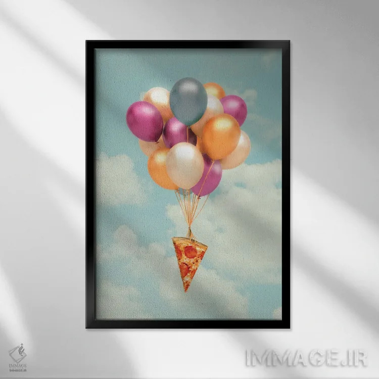 تابلو دکوراتیو "بادکنک های پیتزا" اثر یوناس لوس - نمای قابدار مشکی