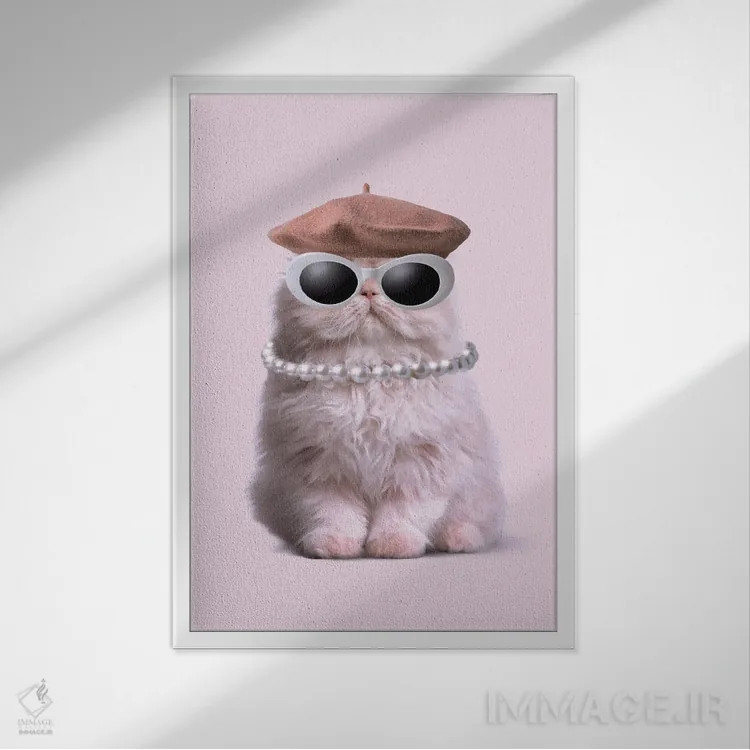تابلو دکوراتیو "گربه مد" اثر یوناس لوس - نمای قابدار سفید