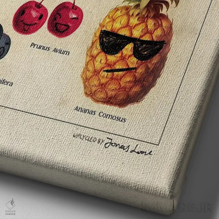 تابلو دکوراتیو "میوه های شاد" اثر یوناس لوس - نمای نزدیک بافت بوم