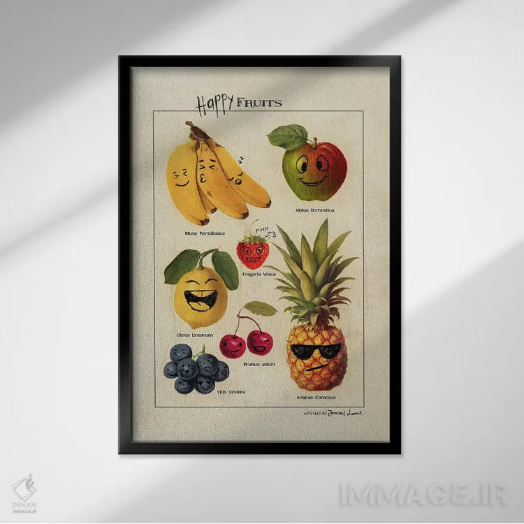 تابلو دکوراتیو "میوه های شاد" اثر یوناس لوس - نمای قابدار مشکی