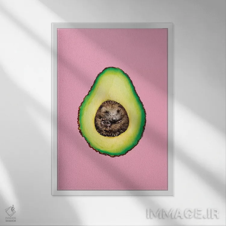 تابلو دکوراتیو "جوجه تیغی آواکادو " اثر یوناس لوس - نمای قابدار سفید