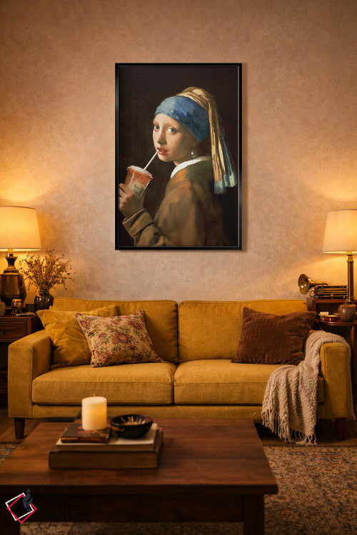 تابلو دکوراتیو "دختری با لاته یخ زده" اثر یوناس لوس - D5B