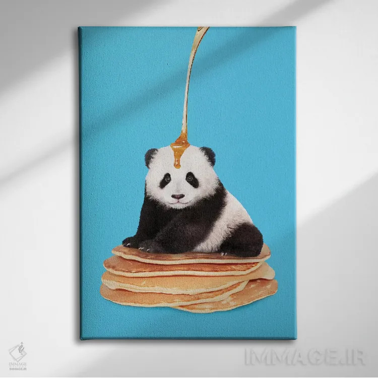 تابلو دکوراتیو "پاندای پنکیکی" اثر یوناس لوس - نمای روبهرو روی دیوار