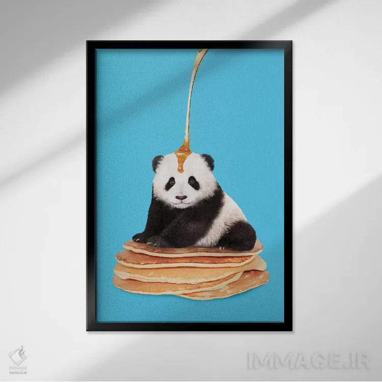 تابلو دکوراتیو "پاندای پنکیکی" اثر یوناس لوس - نمای قابدار مشکی