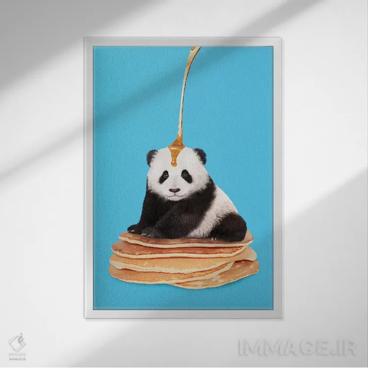 تابلو دکوراتیو "پاندای پنکیکی" اثر یوناس لوس - نمای قابدار سفید