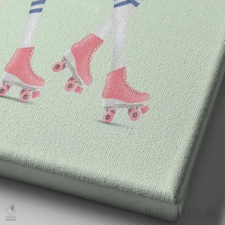 تابلو دکوراتیو "زرافه اسکیت سواری" اثر یوناس لوس - نمای نزدیک بافت بوم