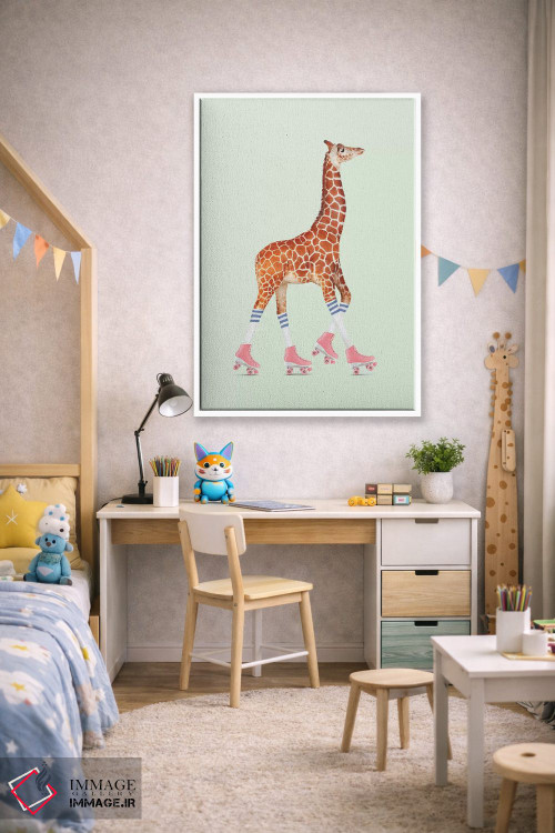 تابلو دکوراتیو "زرافه اسکیت سواری" اثر یوناس لوس - D1W