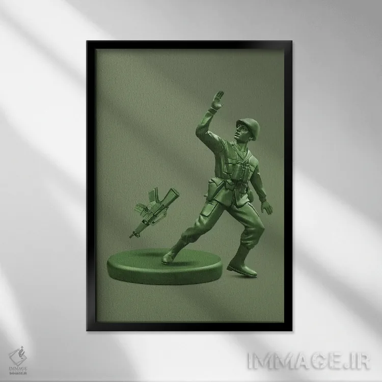 تابلو دکوراتیو "سرباز اسباب بازی" اثر یوناس لوس - نمای قابدار مشکی