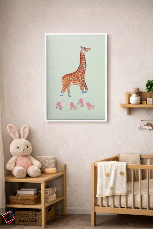 تابلو دکوراتیو "زرافه اسکیت سواری" اثر یوناس لوس - D3W