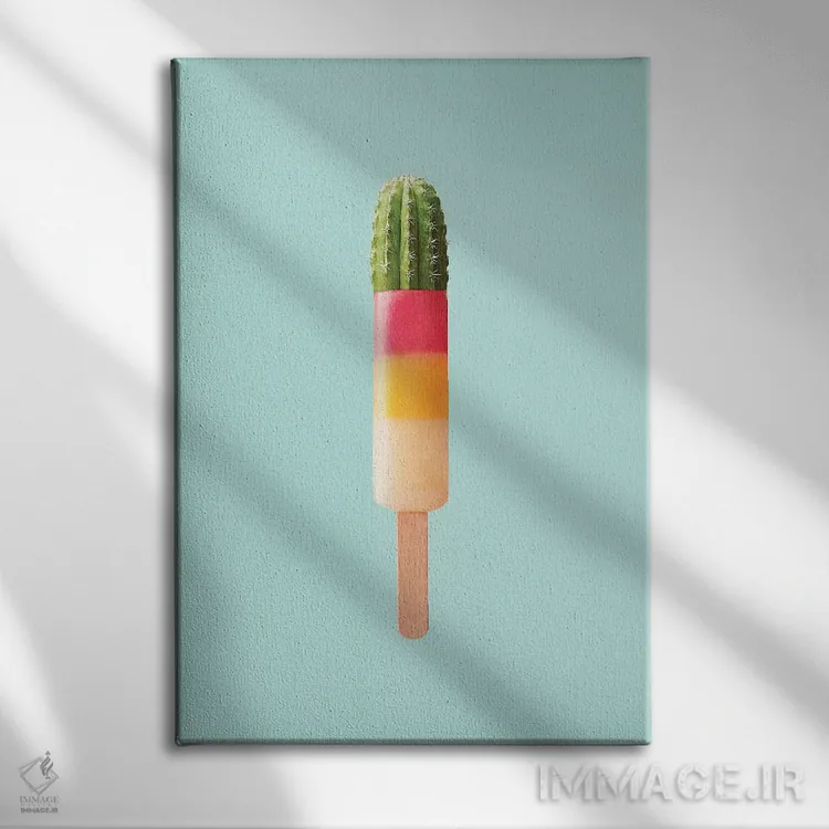 تابلو دکوراتیو "بستنی چوبی کاکتوس" اثر یوناس لوس - نمای روبهرو روی دیوار