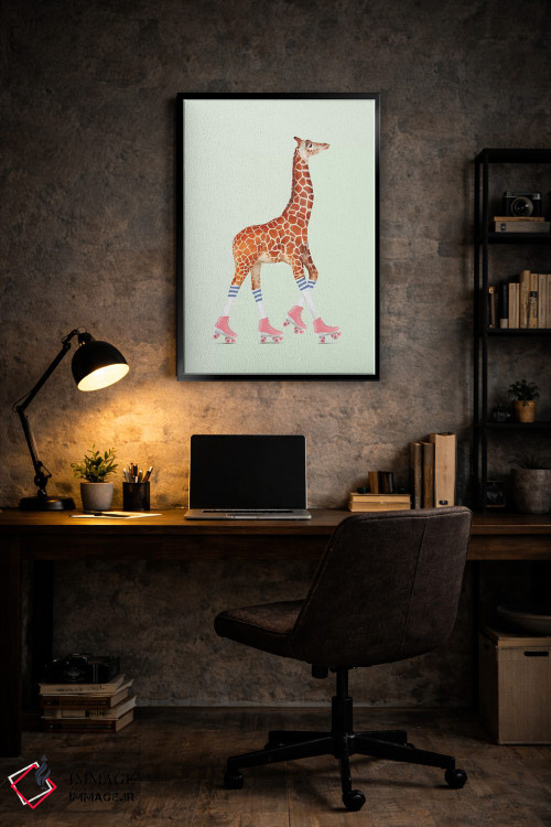 تابلو دکوراتیو "زرافه اسکیت سواری" اثر یوناس لوس - D6B