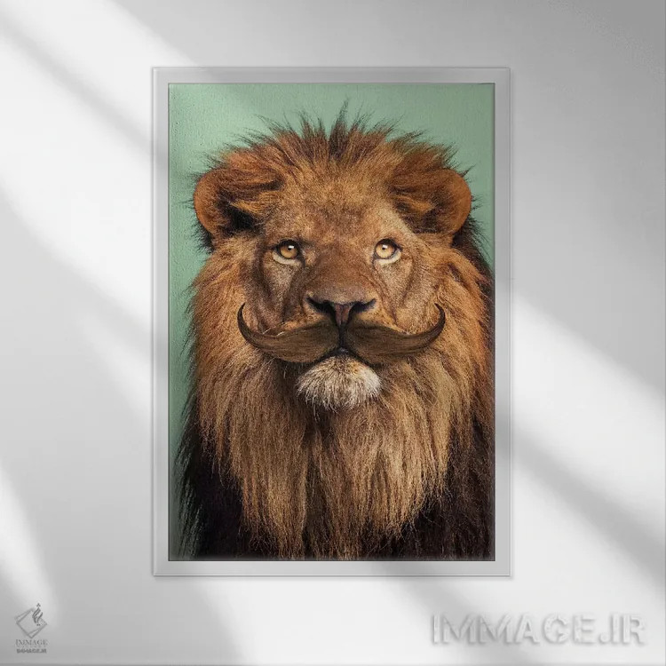 تابلو دکوراتیو "شیر ریش دار" اثر یوناس لوس - نمای قابدار سفید