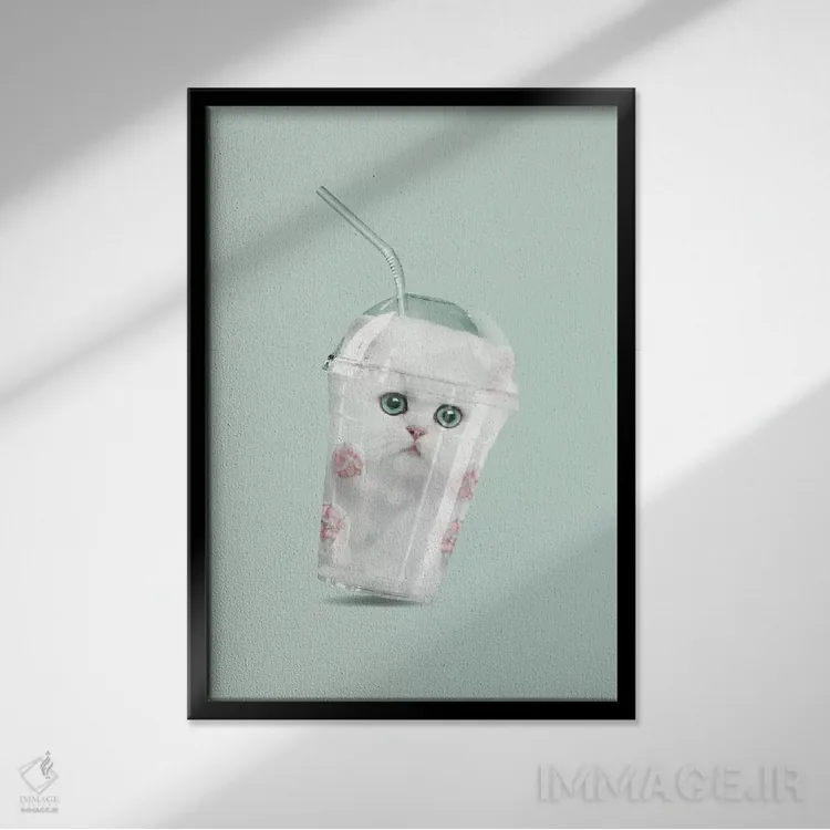 تابلو دکوراتیو "شیک گربه ای" اثر یوناس لوس - نمای قابدار مشکی