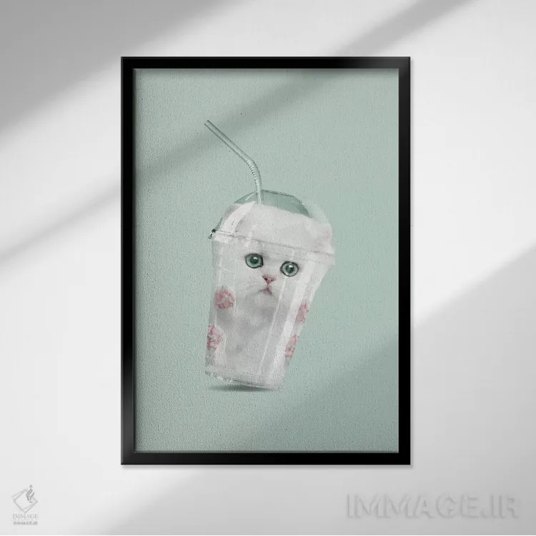 تابلو دکوراتیو "شیک گربه ای" اثر یوناس لوس - نمای قابدار مشکی