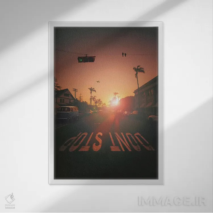 تابلو دکوراتیو "متوقف نشو" اثر یوناس لوس - نمای قابدار سفید