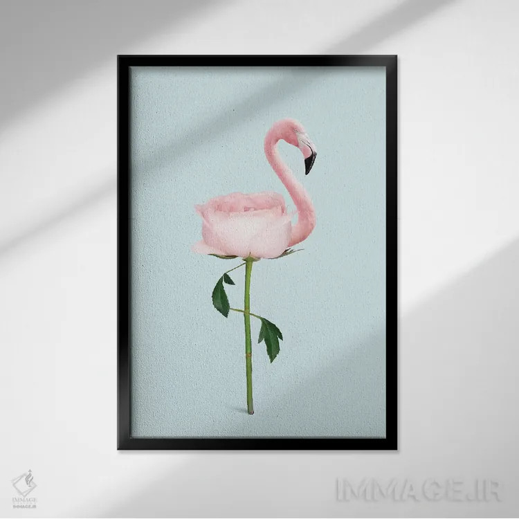 تابلو دکوراتیو "گل فلامینگو" اثر یوناس لوس - نمای قابدار مشکی