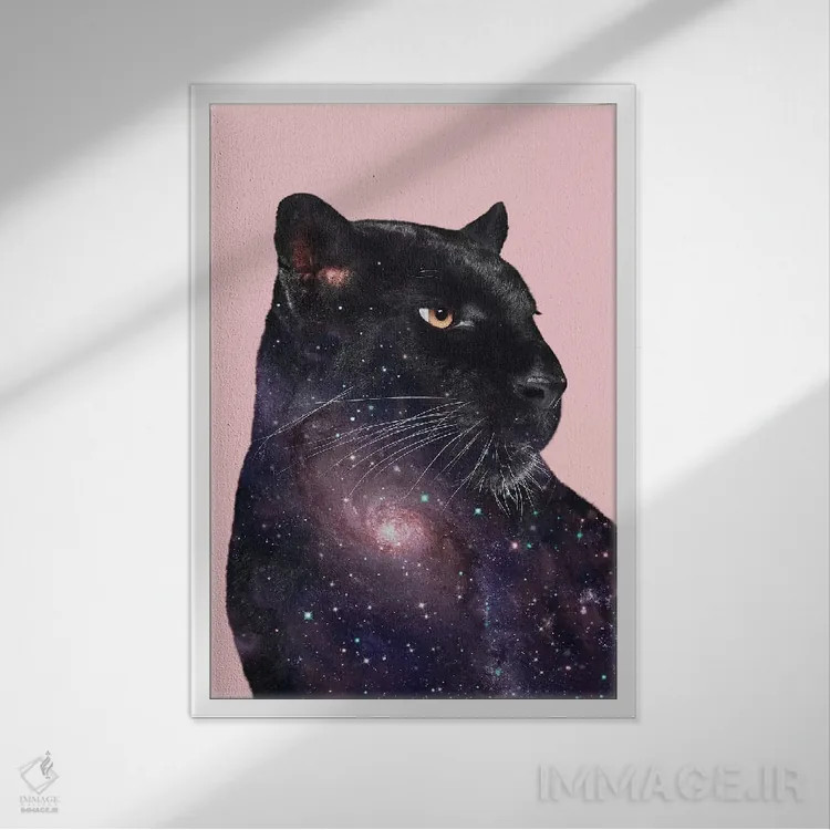 تابلو دکوراتیو "پلنگ کهکشانی" اثر یوناس لوس - نمای قابدار سفید