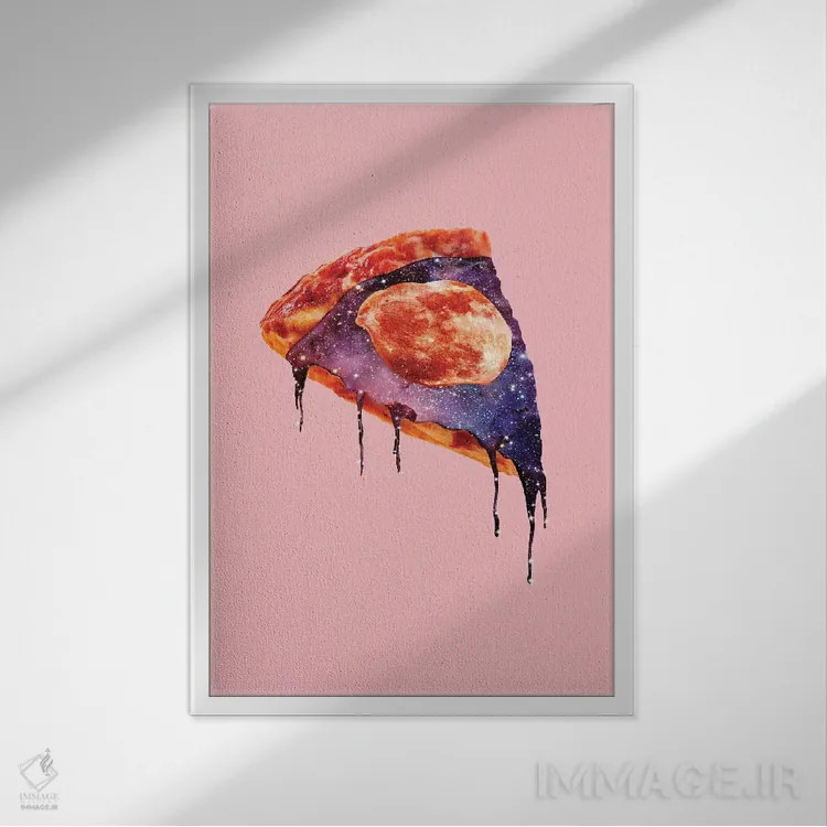 تابلو دکوراتیو "پیتزای کهکشانی" اثر یوناس لوس - نمای قابدار سفید