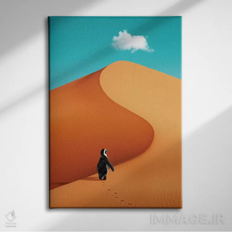 تابلو دکوراتیو "پنگوئن در تعطیلات" اثر یوناس لوس - نمای روبهرو روی دیوار