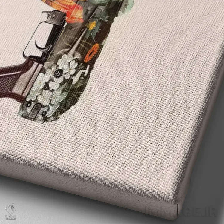 تابلو دکوراتیو "تفنگ گل" اثر یوناس لوس - نمای نزدیک بافت بوم