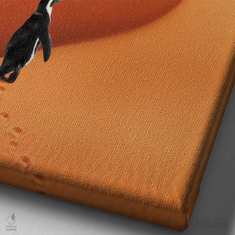 تابلو دکوراتیو "پنگوئن در تعطیلات" اثر یوناس لوس - نمای نزدیک بافت بوم