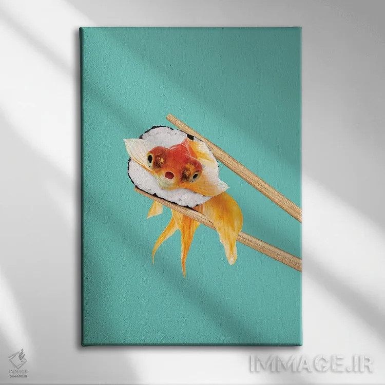 تابلو دکوراتیو "ماهی گلی سوشی" اثر یوناس لوس - نمای روبهرو روی دیوار