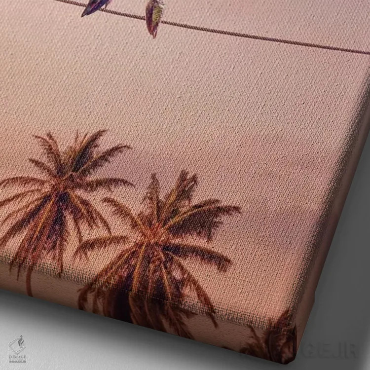 تابلو دکوراتیو "مرغ های مگس خوار عاشق" اثر یوناس لوس - نمای نزدیک بافت بوم