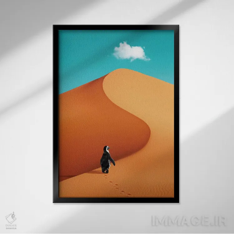 تابلو دکوراتیو "پنگوئن در تعطیلات" اثر یوناس لوس - نمای قابدار مشکی