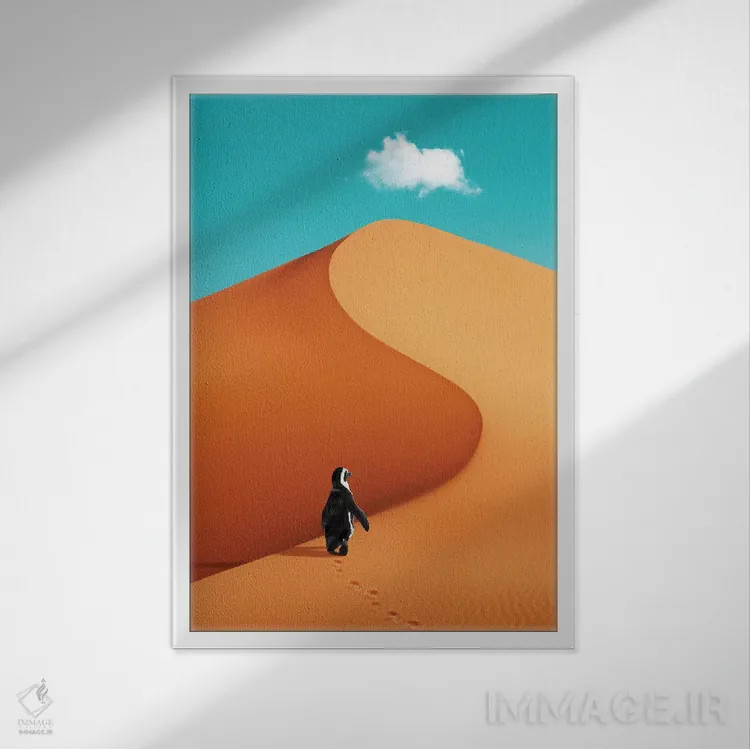 تابلو دکوراتیو "پنگوئن در تعطیلات" اثر یوناس لوس - نمای قابدار سفید