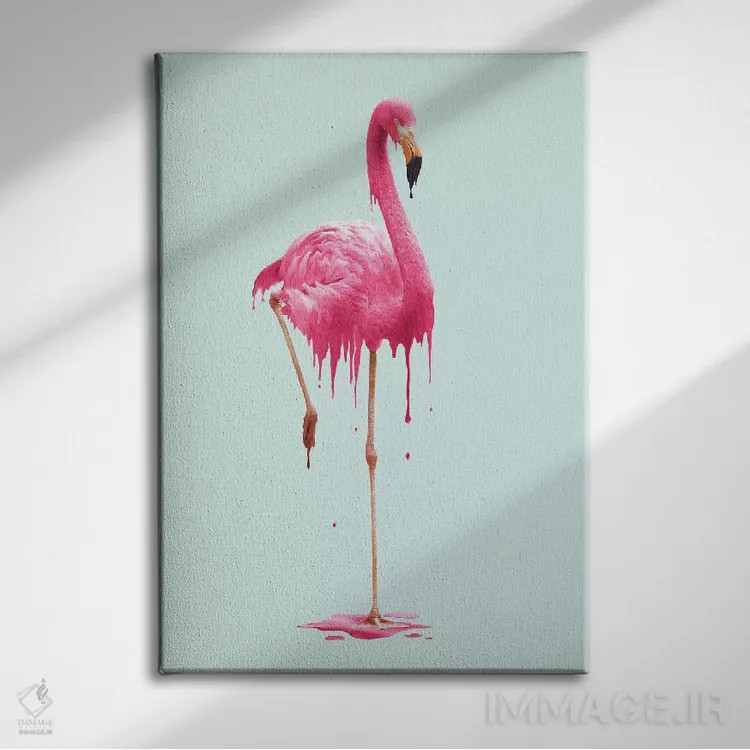 تابلو دکوراتیو "فلامینگوی ذوب شونده" اثر یوناس لوس - نمای روبهرو روی دیوار