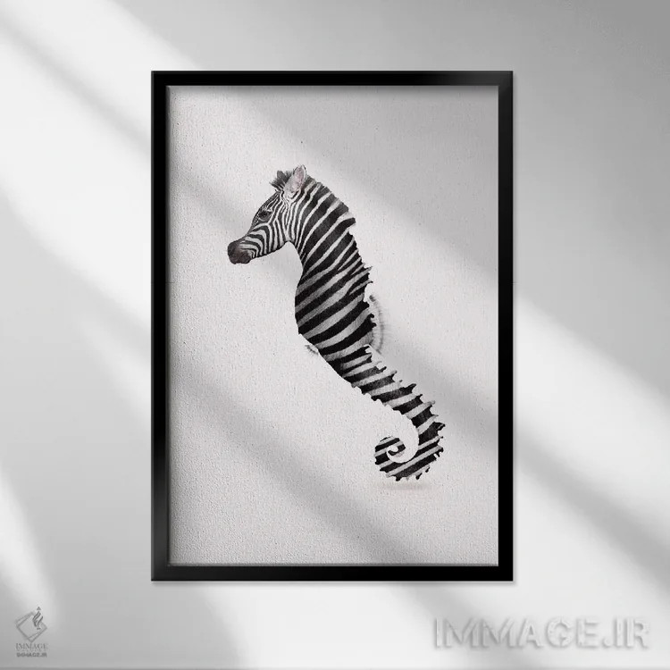 تابلو دکوراتیو "اسب دریایی" اثر یوناس لوس - نمای قابدار مشکی