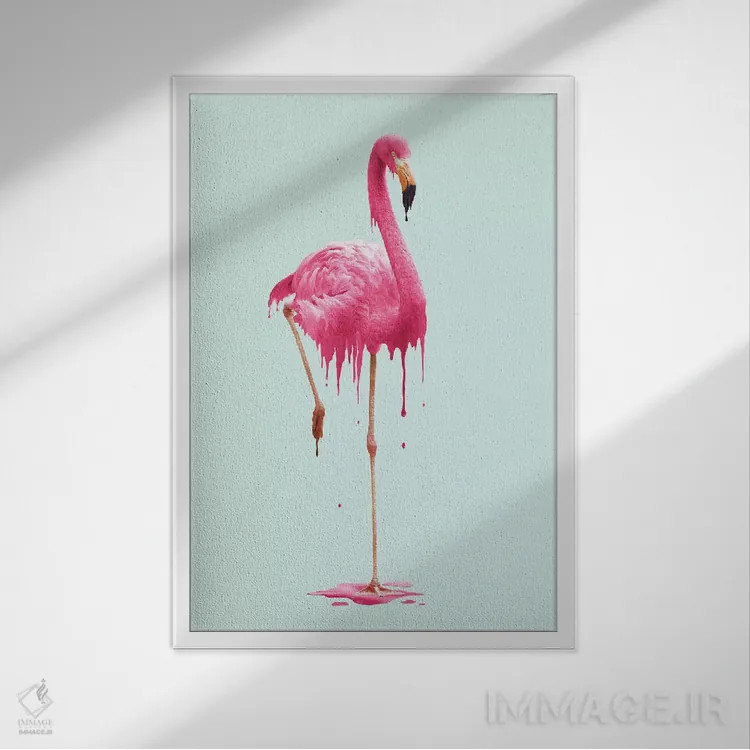 تابلو دکوراتیو "فلامینگوی ذوب شونده" اثر یوناس لوس - نمای قابدار سفید