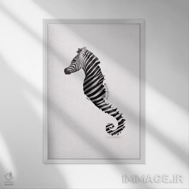 تابلو دکوراتیو "اسب دریایی" اثر یوناس لوس - نمای قابدار سفید