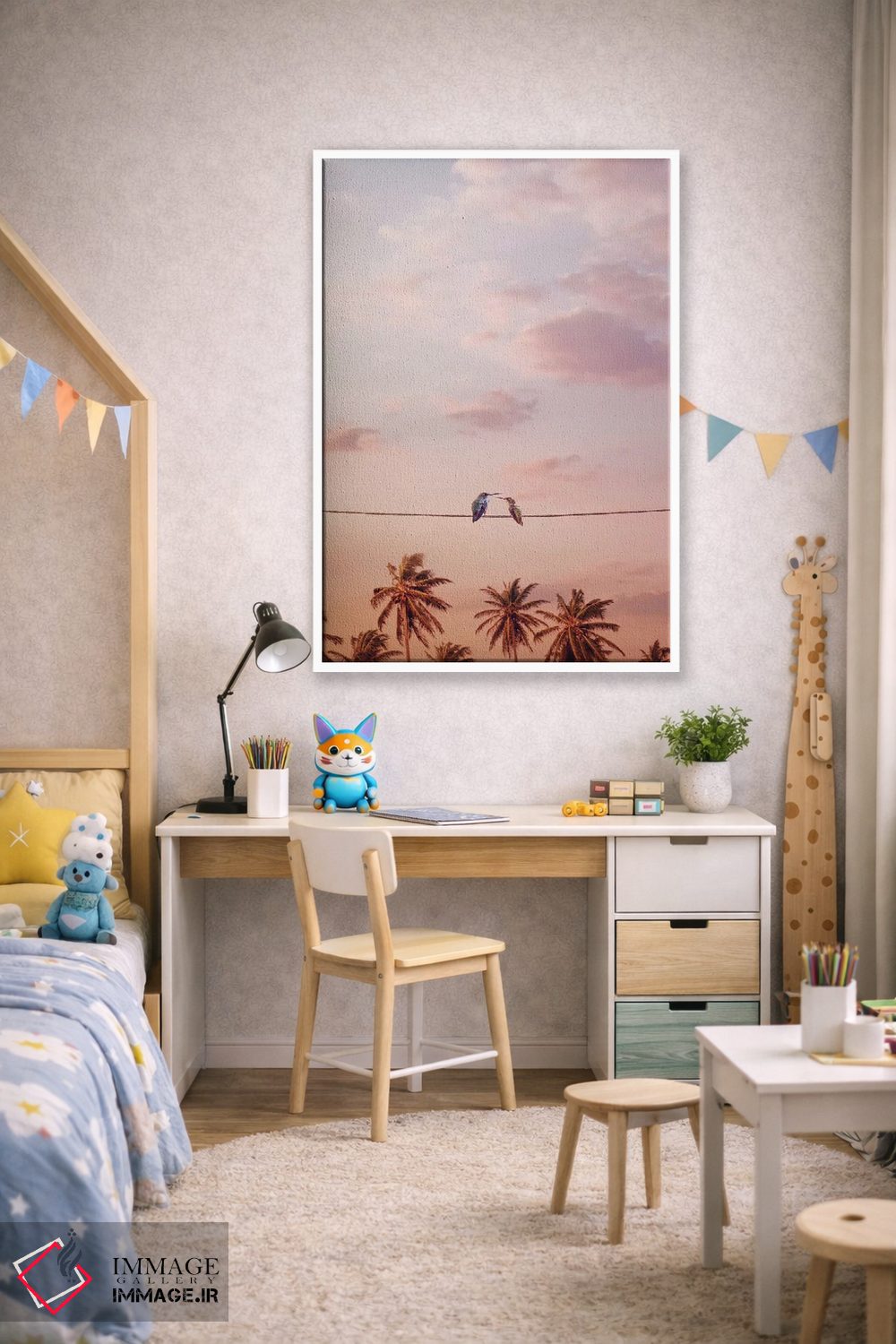 تابلو دکوراتیو "مرغ های مگس خوار عاشق" اثر یوناس لوس - D1W